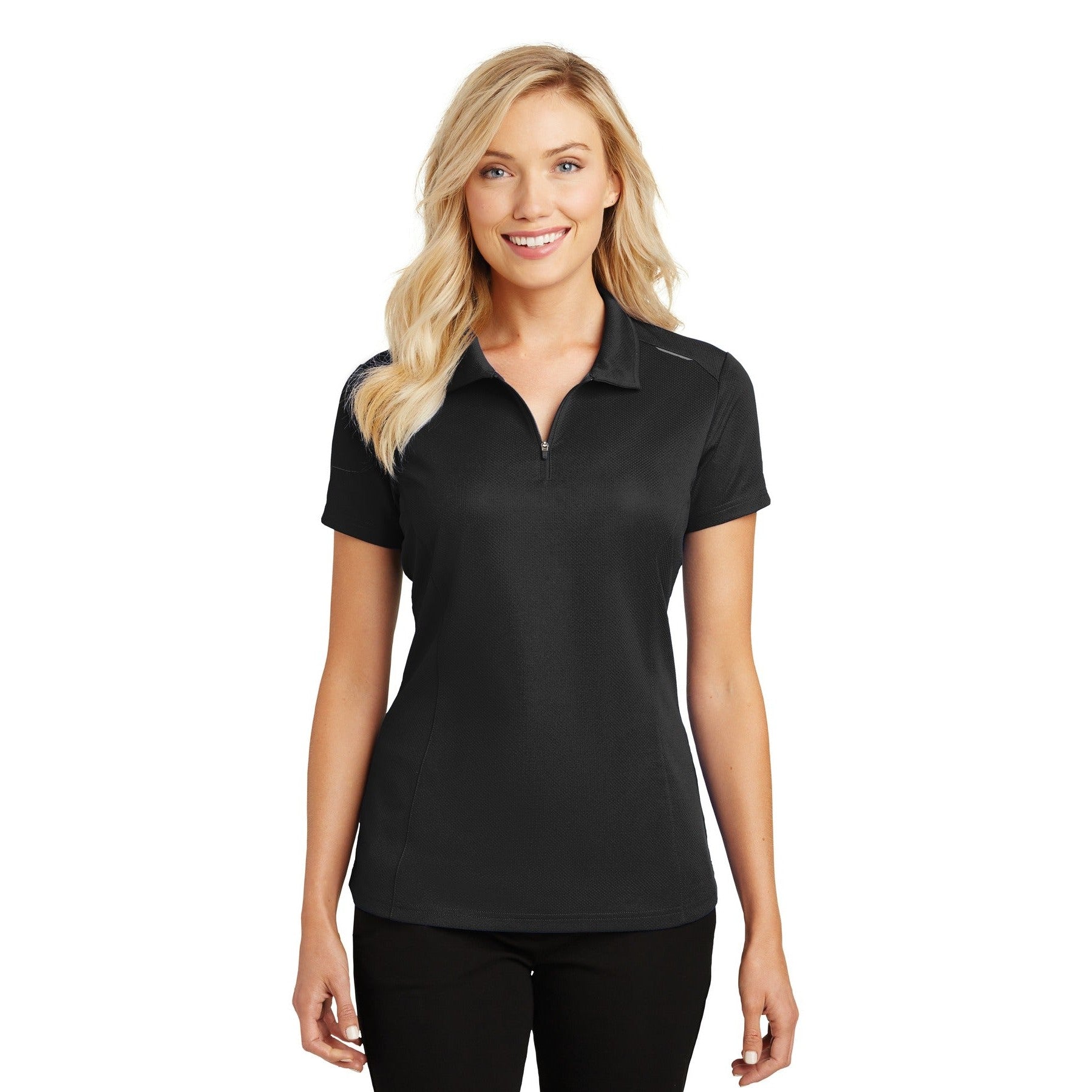 Port Authority-Port Authority® Women's Pinpoint Mesh Zip Polo. L580-MedTech-2